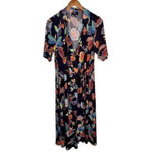 Vacation Resort  Wrap Dress XL Coastal Lightweight Capsule Floral Colorful Midi